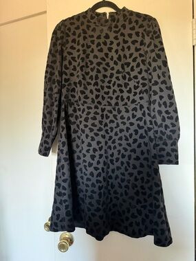 Ann Taylor Black and Dark Gray Heart Print Mini Dress